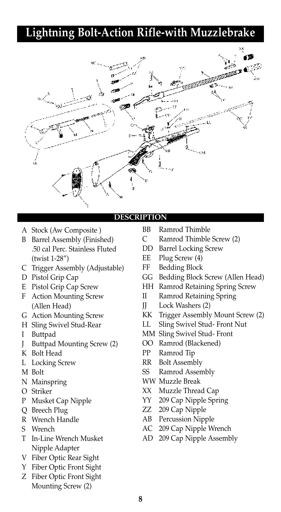 Lightning bolt-action rifle-with muzzlebrake | Traditions Lightning Ebolt Buckhunter User Manual | Page 14 / 38