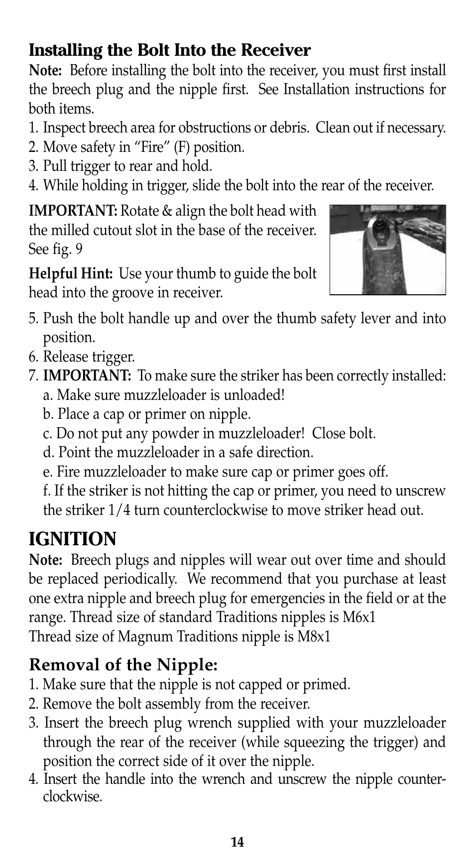 Ignition | Traditions Lightning Ebolt Buckhunter User Manual | Page 20 / 38