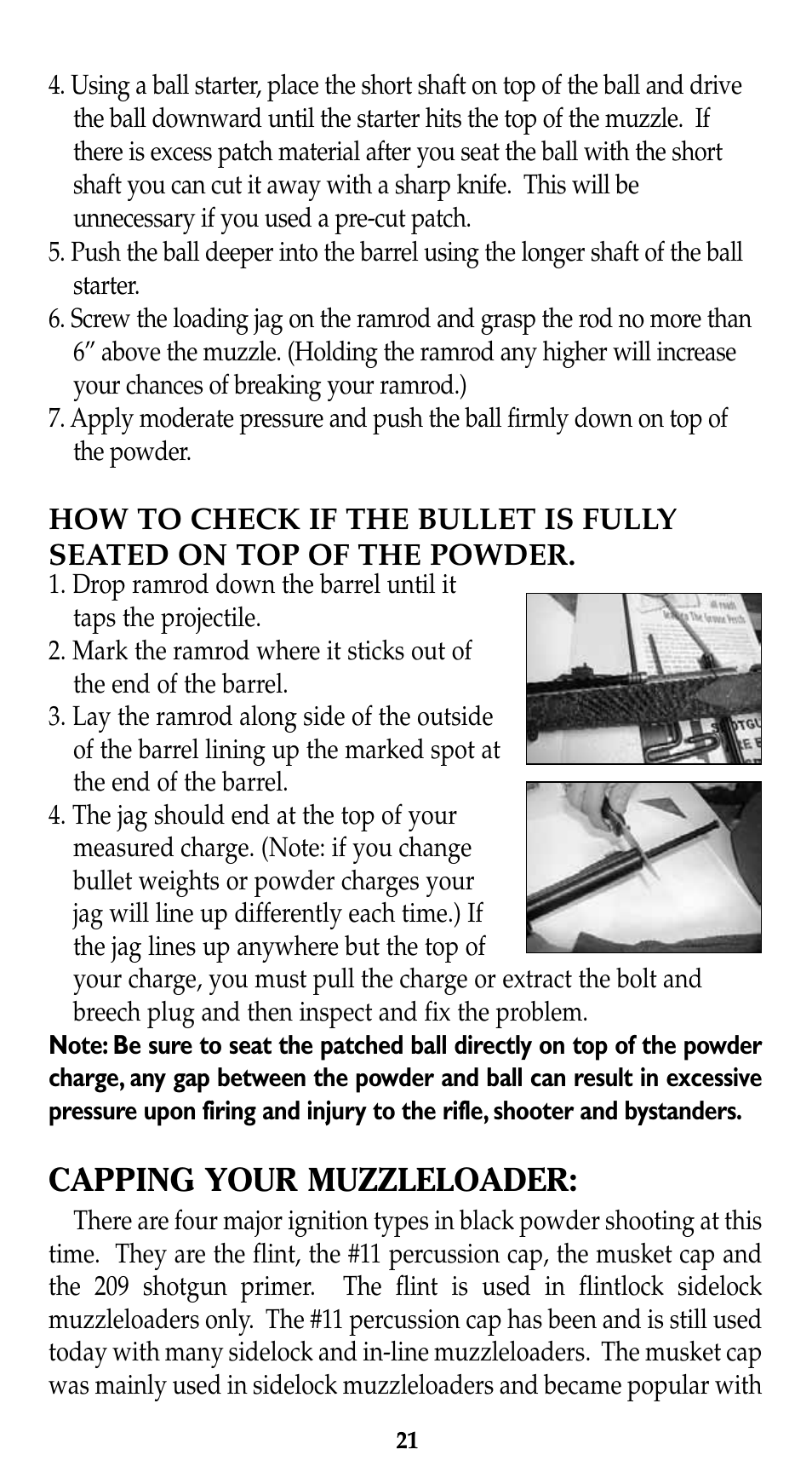 Capping your muzzleloader | Traditions Lightning Ebolt Buckhunter User Manual | Page 27 / 38