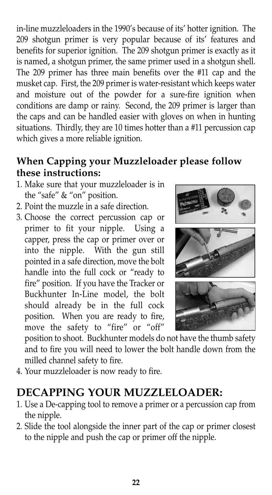 Decapping your muzzleloader | Traditions Lightning Ebolt Buckhunter User Manual | Page 28 / 38