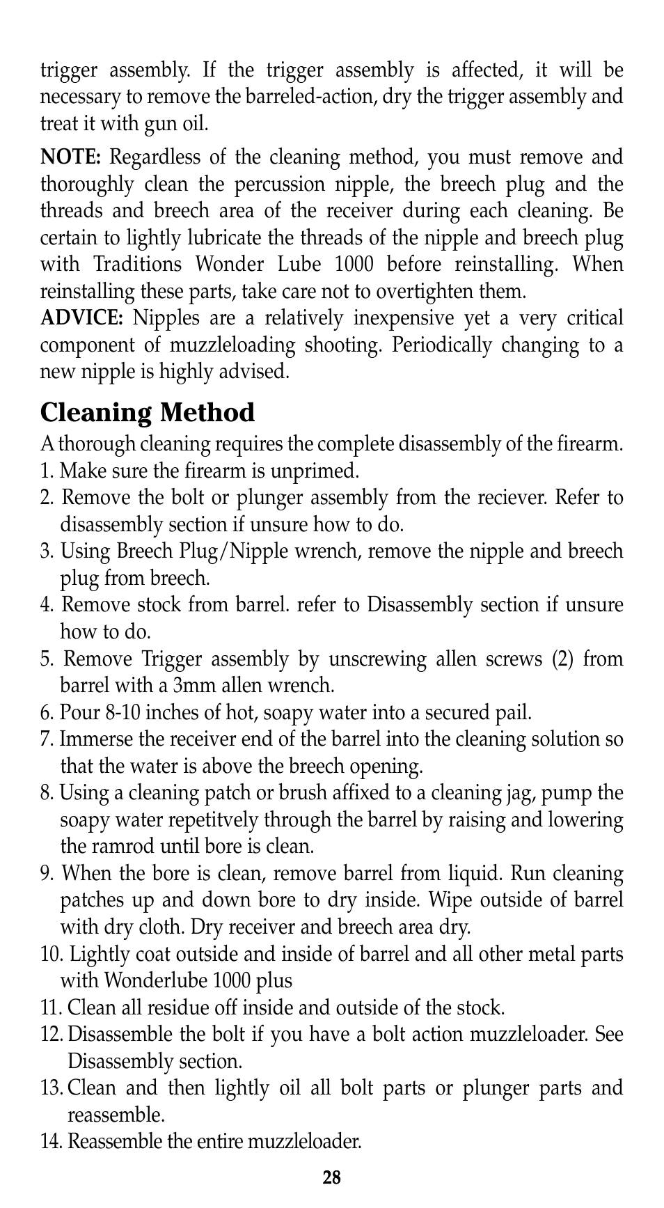 Cleaning method | Traditions Lightning Ebolt Buckhunter User Manual | Page 34 / 38