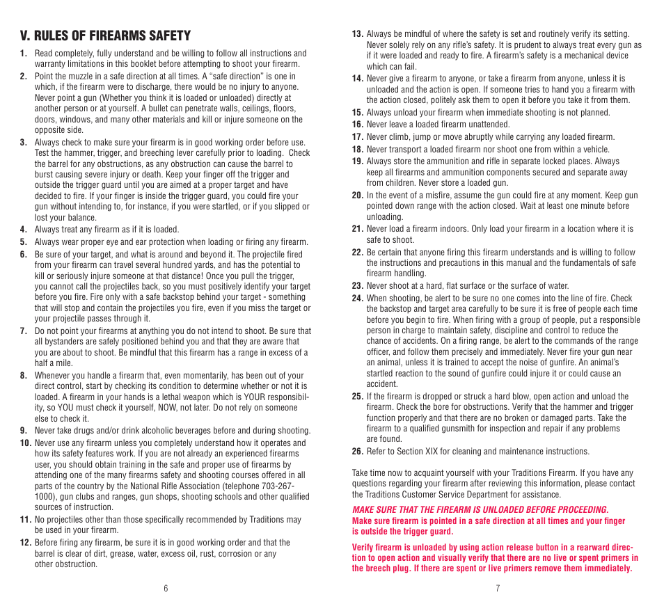 V. rules of firearms safety | Traditions Pursuit Accelerator User Manual | Page 4 / 15