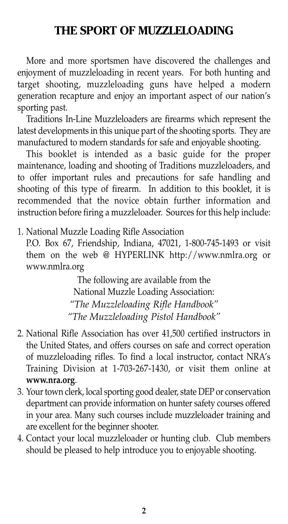 The sport of muzzleloading | Traditions Evolution Thunderbolt Tracker User Manual | Page 12 / 38