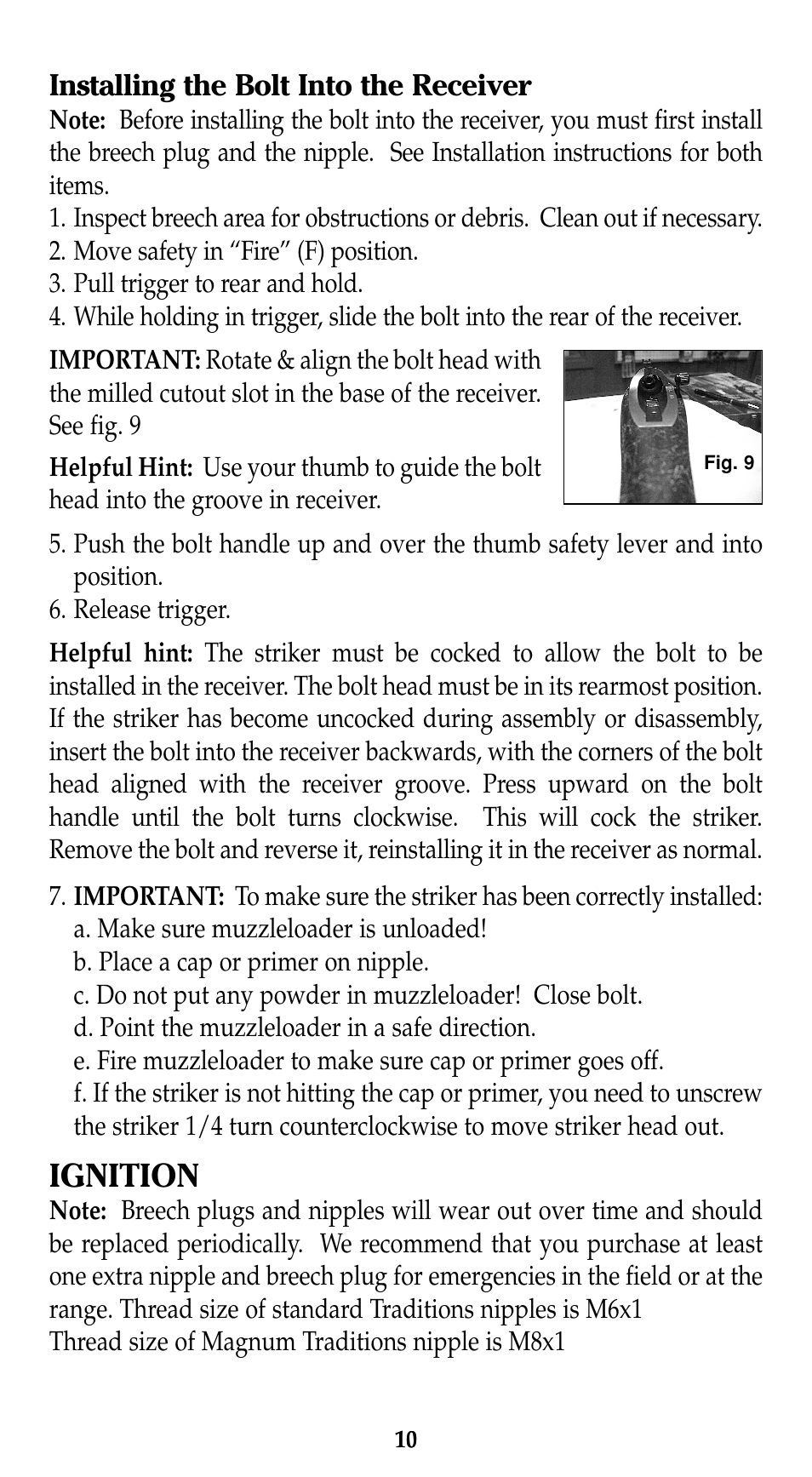 Ignition | Traditions Evolution Thunderbolt Tracker User Manual | Page 20 / 38