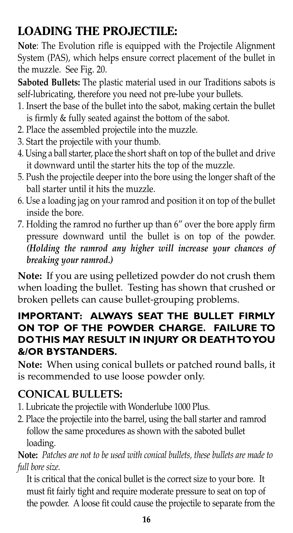 Loading the projectile | Traditions Evolution Thunderbolt Tracker User Manual | Page 26 / 38