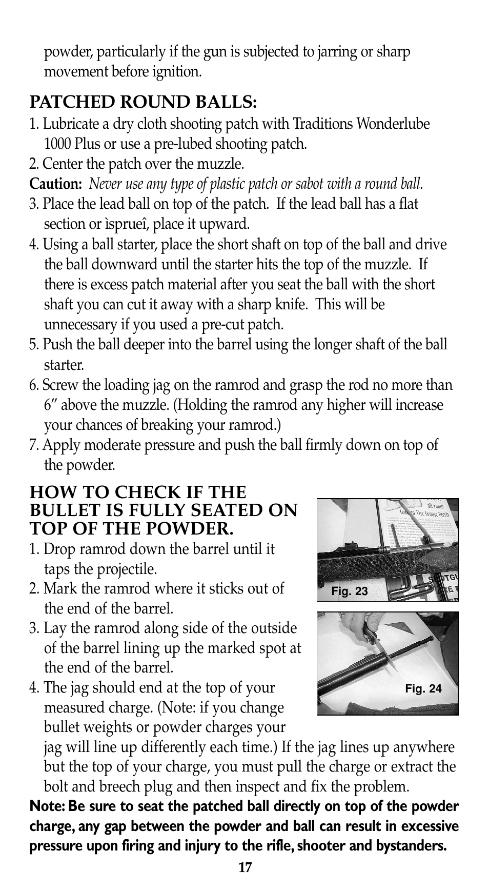Patched round balls | Traditions Evolution Thunderbolt Tracker User Manual | Page 27 / 38