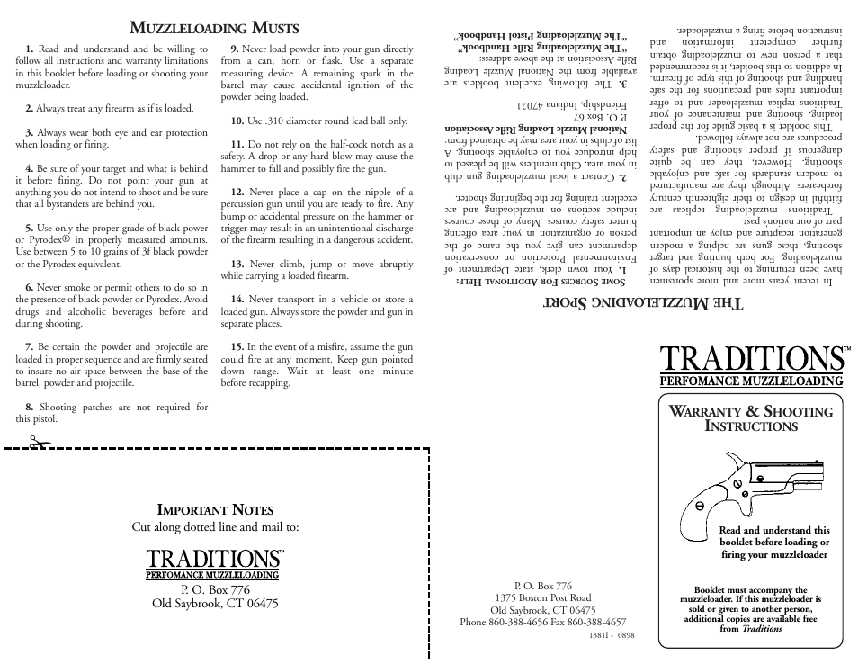 Traditions P1381 Derringer User Manual | 2 pages