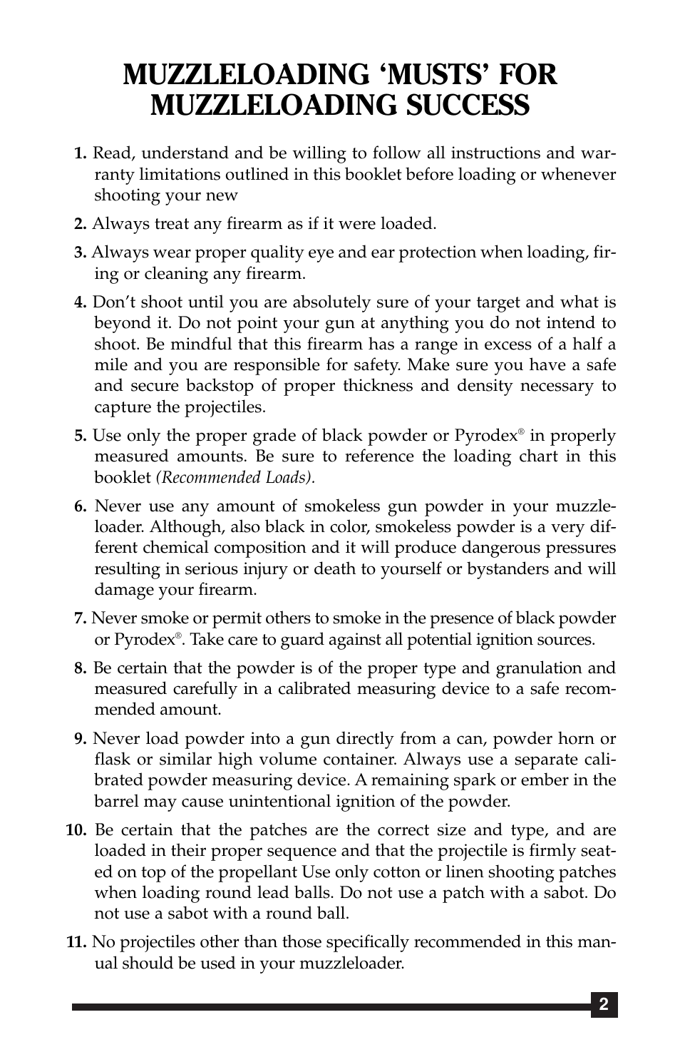 Muzzleloading ‘musts’ for muzzleloading success | Traditions Side Lock Percussion - Flintlock User Manual | Page 10 / 24