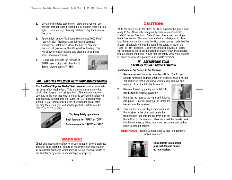 Warning, Caution | Traditions REX User Manual | Page 13 / 26