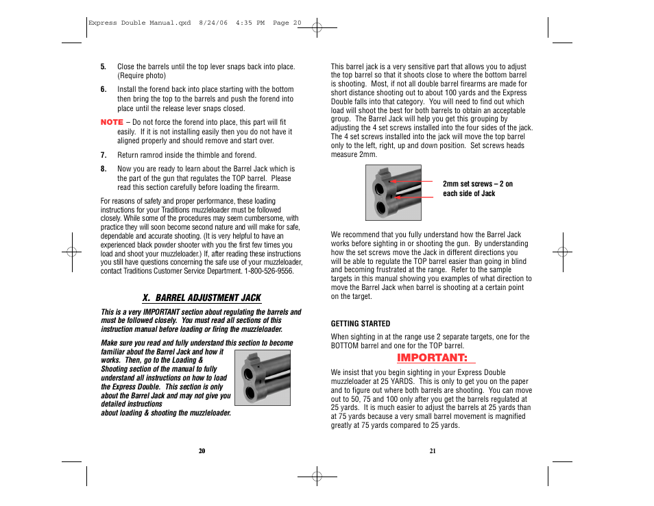 Important | Traditions REX User Manual | Page 14 / 26