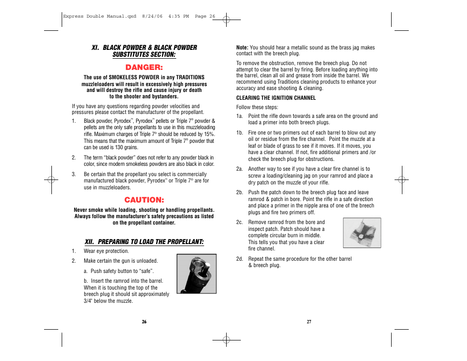 Danger, Caution | Traditions REX User Manual | Page 17 / 26