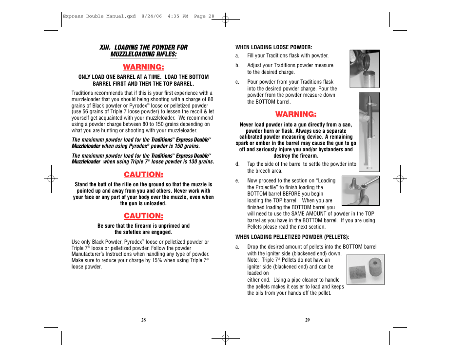 Warning, Caution | Traditions REX User Manual | Page 18 / 26
