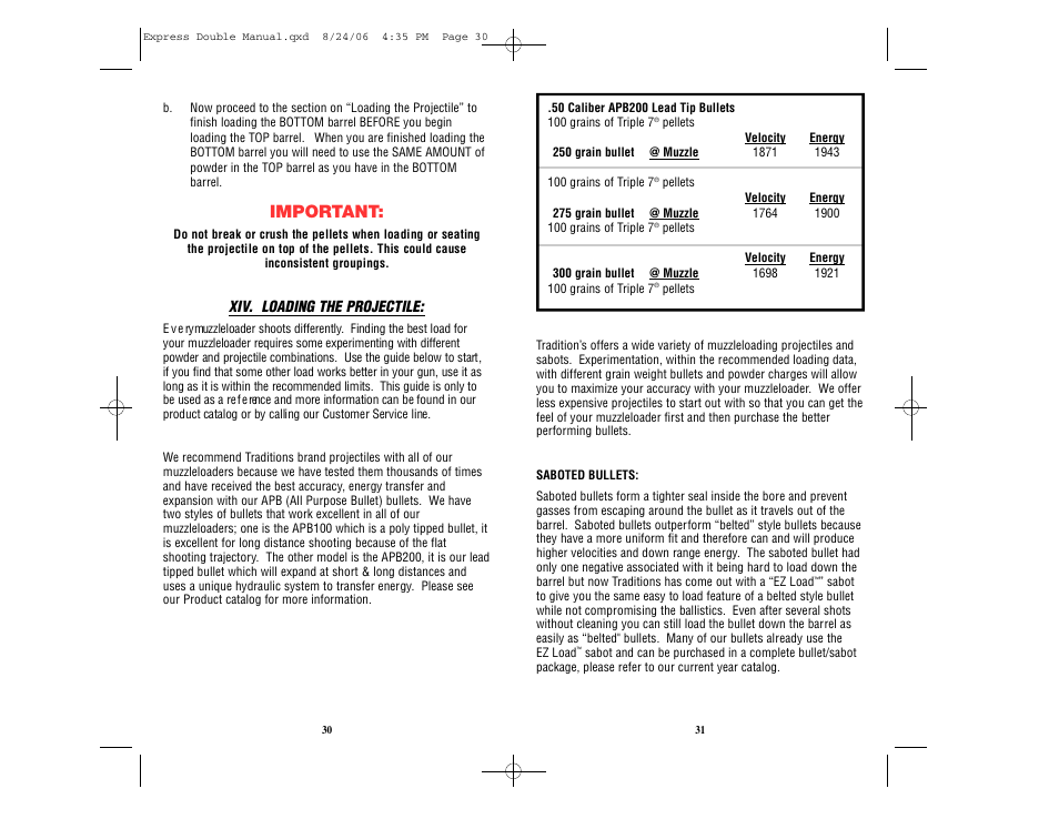 Important | Traditions REX User Manual | Page 19 / 26