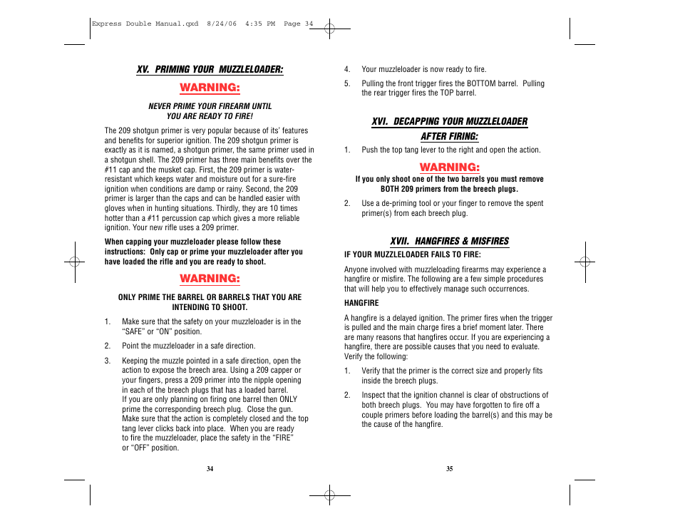 Warning | Traditions REX User Manual | Page 21 / 26