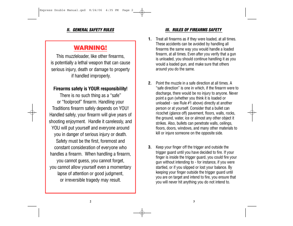 Warning | Traditions REX User Manual | Page 5 / 26