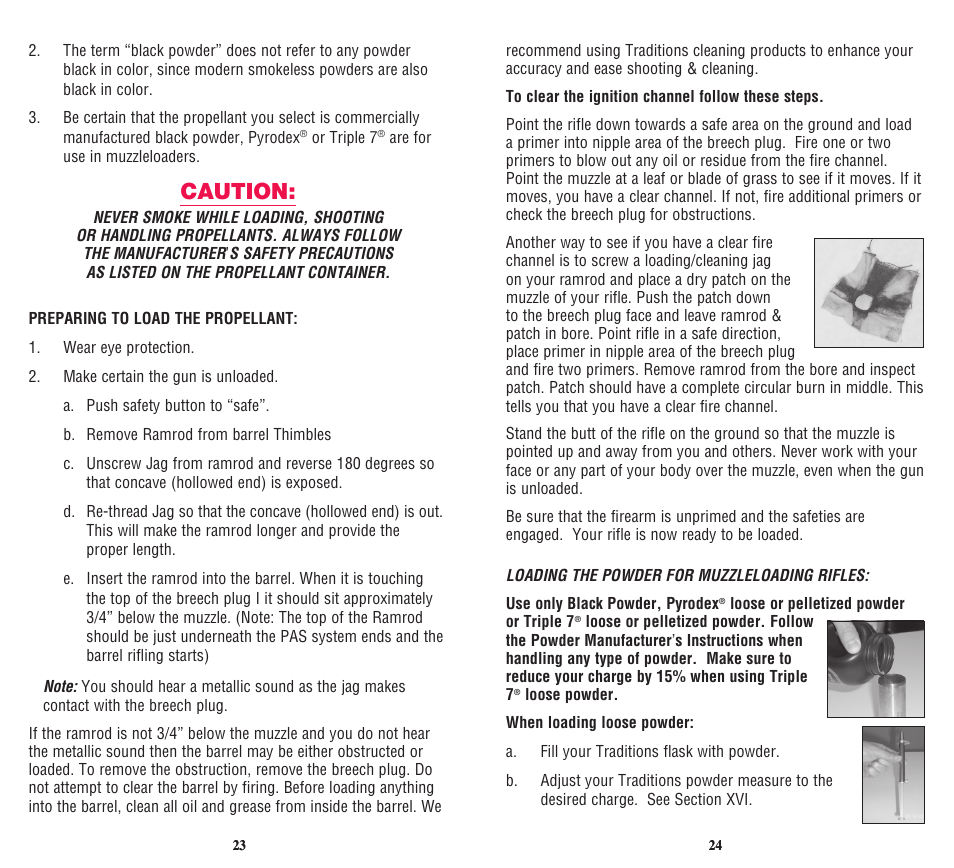 Caution | Traditions Vortek Ultralight User Manual | Page 16 / 25