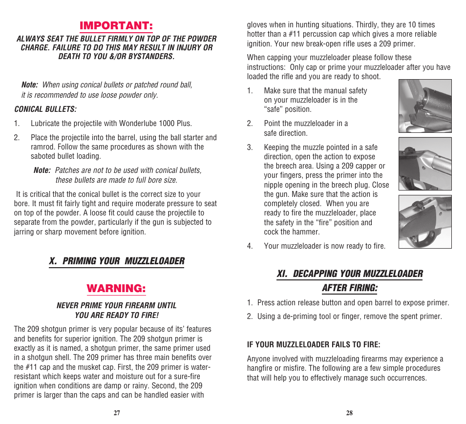 Important, Warning | Traditions Vortek Ultralight User Manual | Page 18 / 25