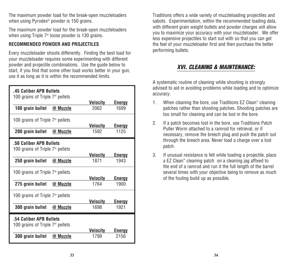 Xvi. cleaning & maintenance | Traditions Vortek Ultralight User Manual | Page 21 / 25