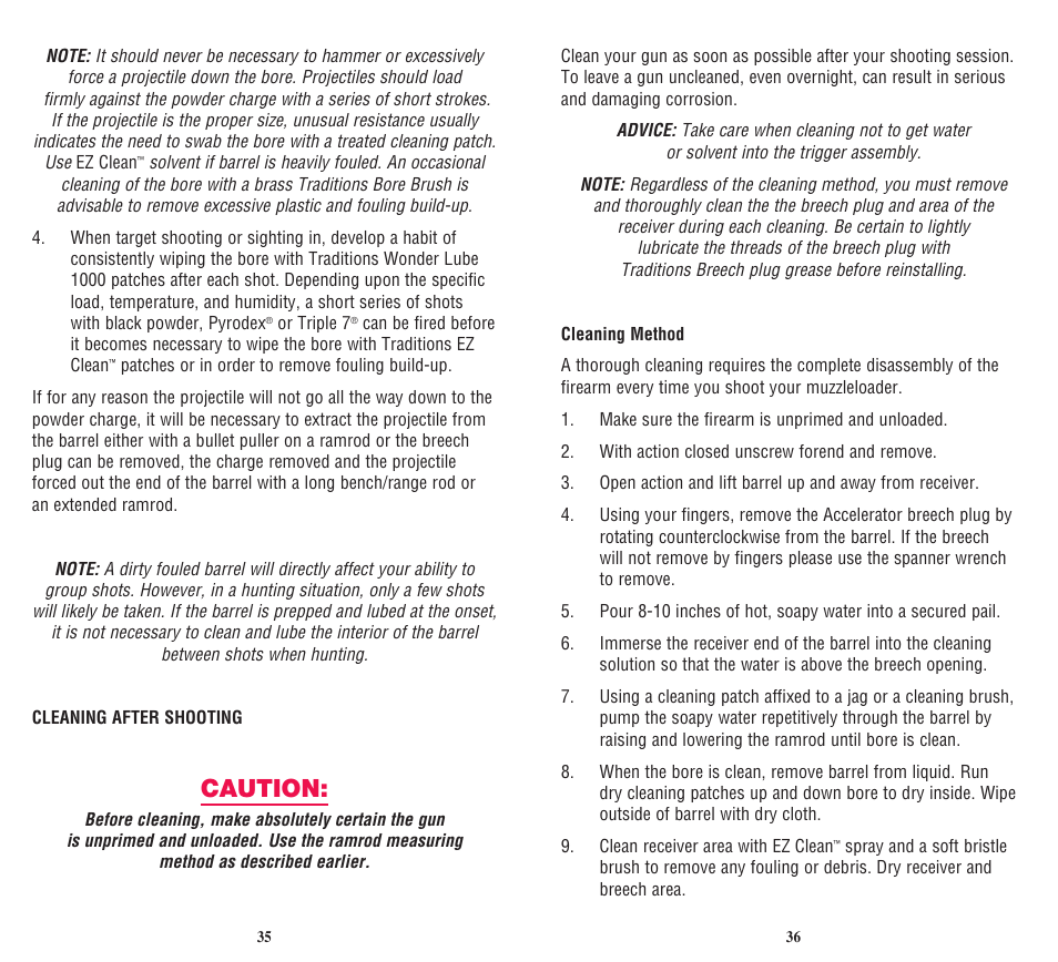 Caution | Traditions Vortek Ultralight User Manual | Page 22 / 25