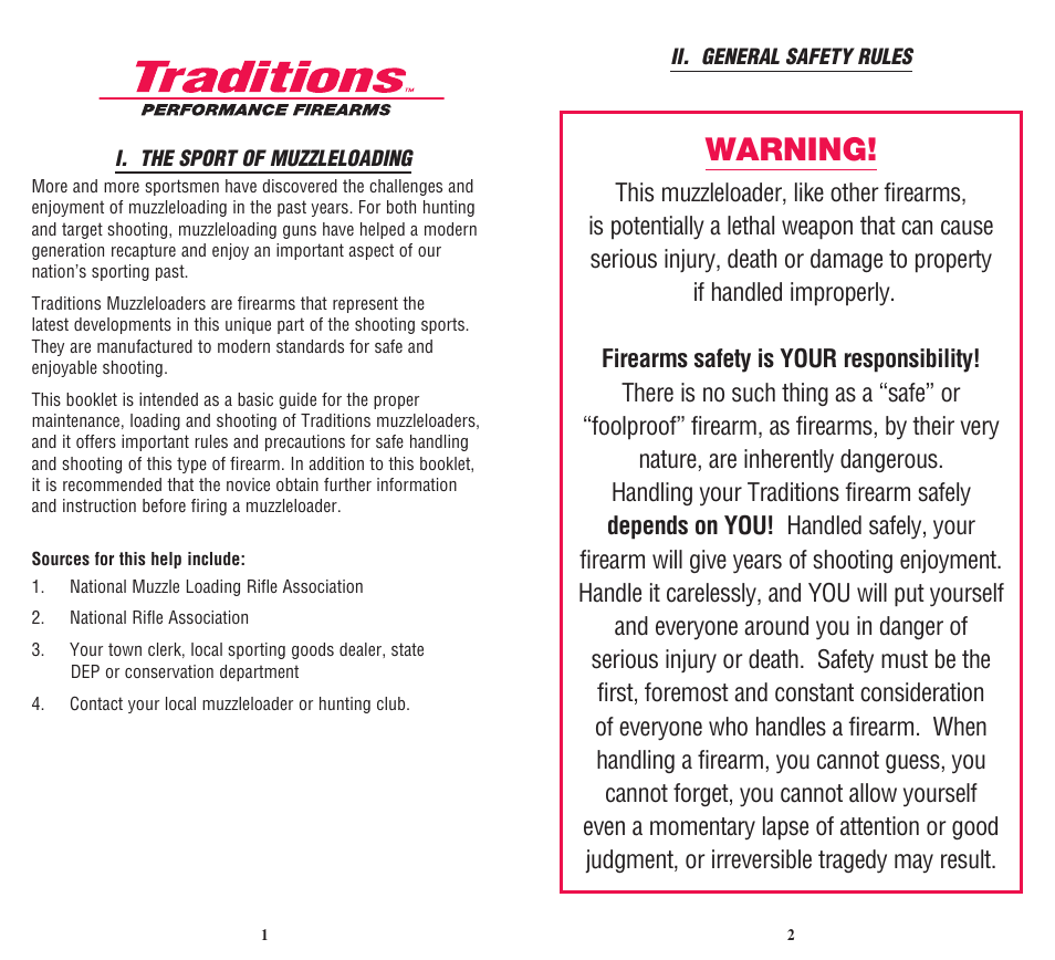 Warning | Traditions Vortek Ultralight User Manual | Page 5 / 25
