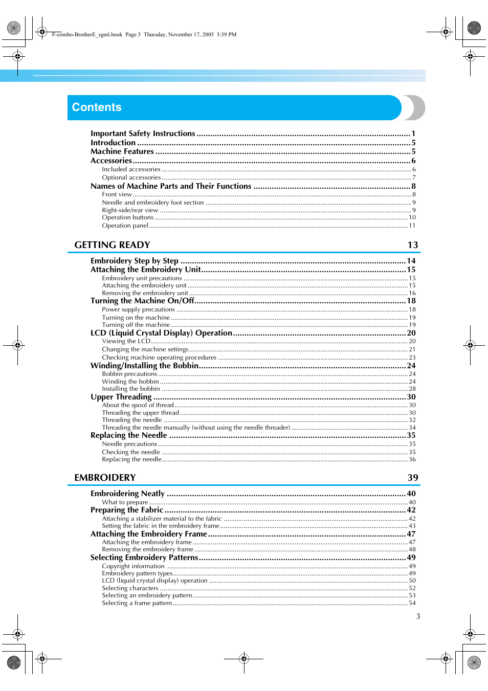 Brother Computerized Embroidery Machine User Manual | Page 4 / 86