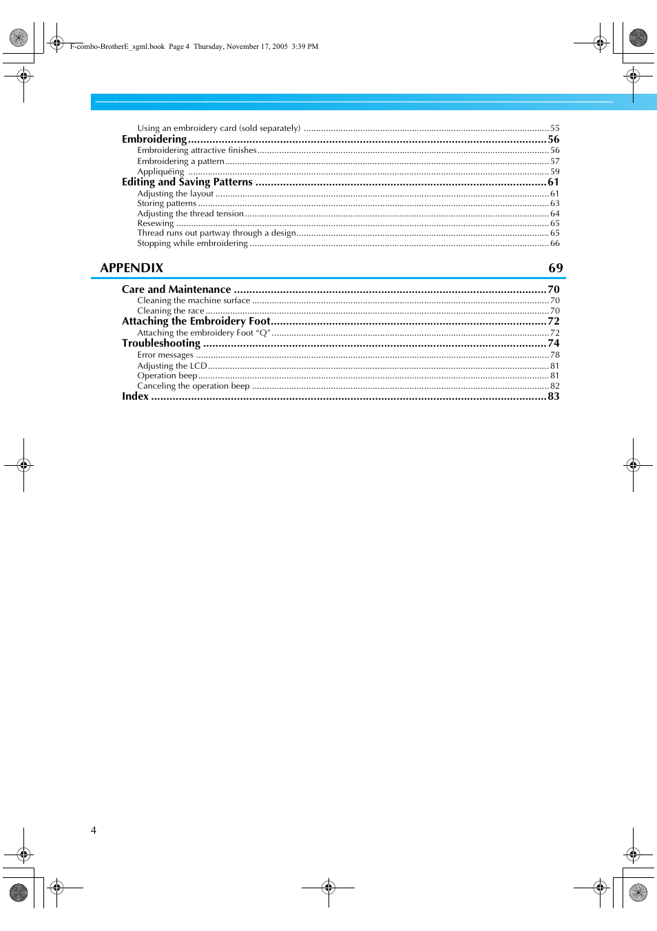 Appendix 69 | Brother Computerized Embroidery Machine User Manual | Page 5 / 86
