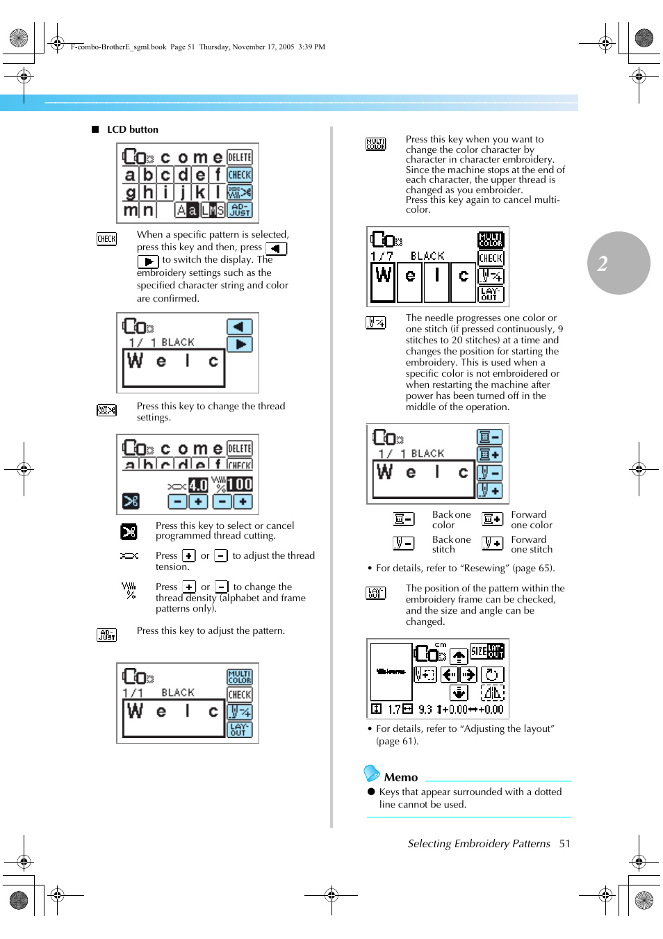 Brother Computerized Embroidery Machine User Manual | Page 52 / 86