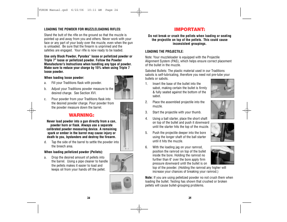 Warning, Important | Traditions Yukon User Manual | Page 17 / 24