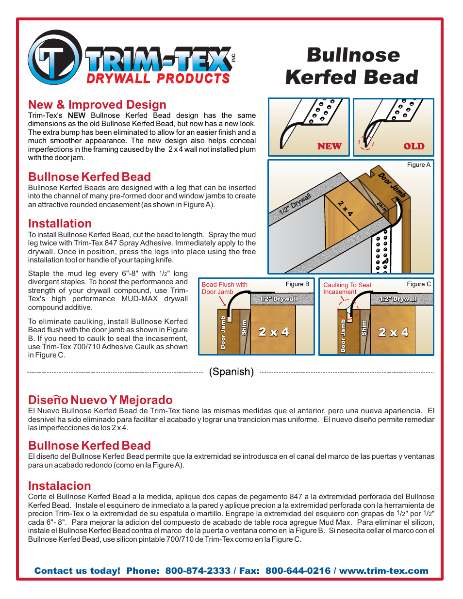 Trim-Tex Bullnose Kerfed User Manual | 1 page