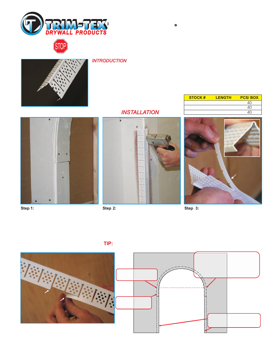 Trim-Tex Combo Bead User Manual | 2 pages