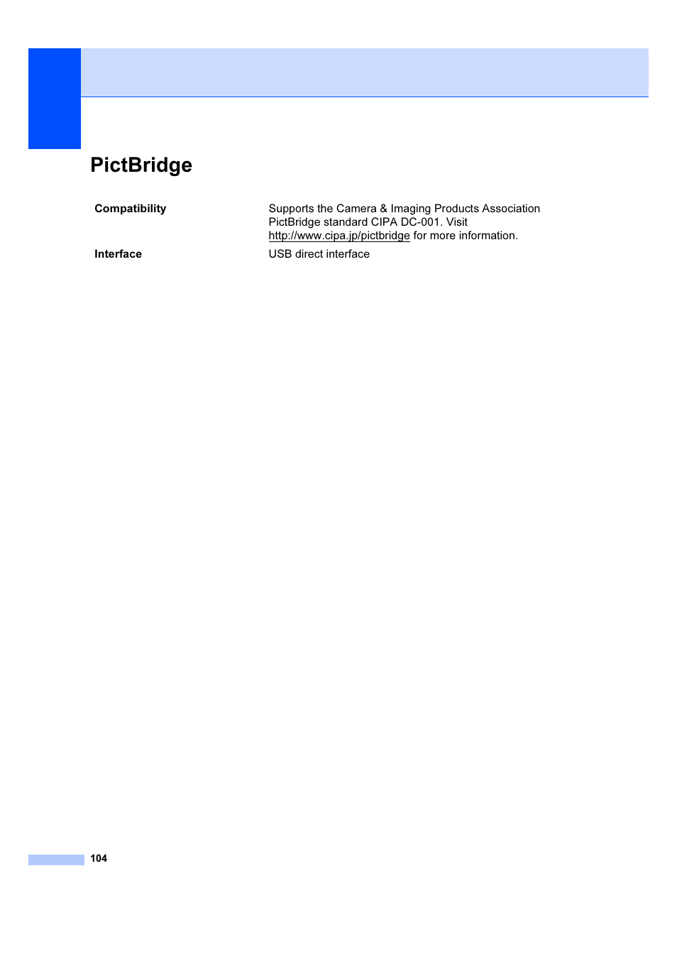 Pictbridge | Brother DCP-385C User Manual | Page 110 / 122