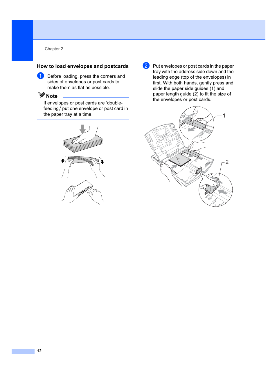 How to load envelopes and postcards | Brother DCP-385C User Manual | Page 18 / 122
