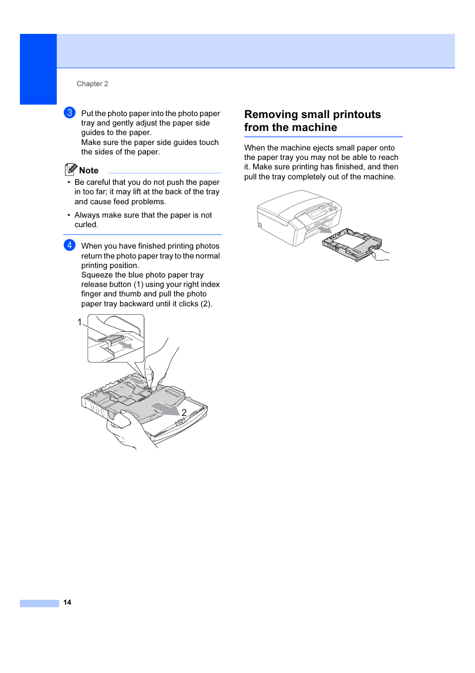 Removing small printouts from the machine | Brother DCP-385C User Manual | Page 20 / 122