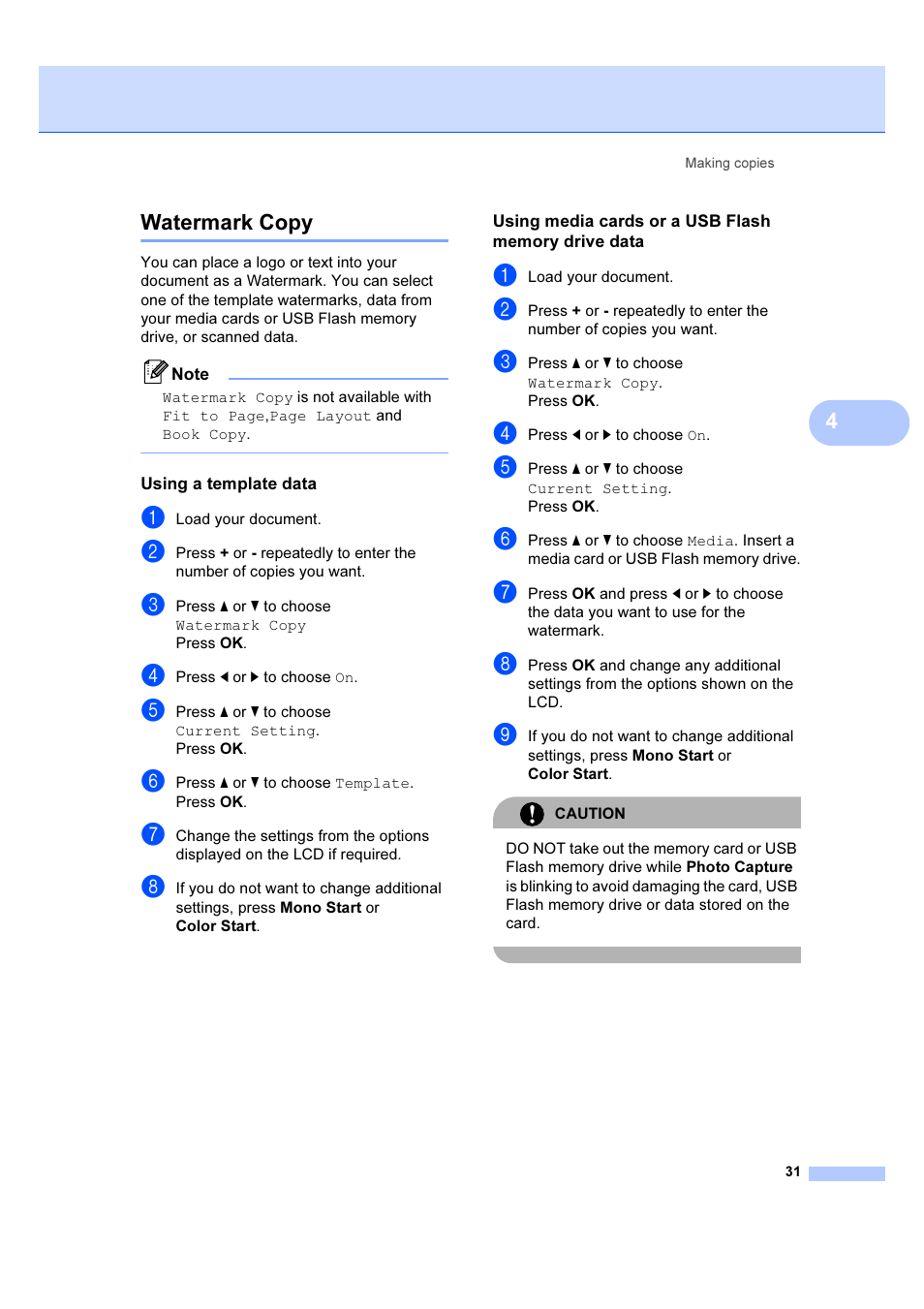 Watermark copy, 4watermark copy | Brother DCP-385C User Manual | Page 37 / 122