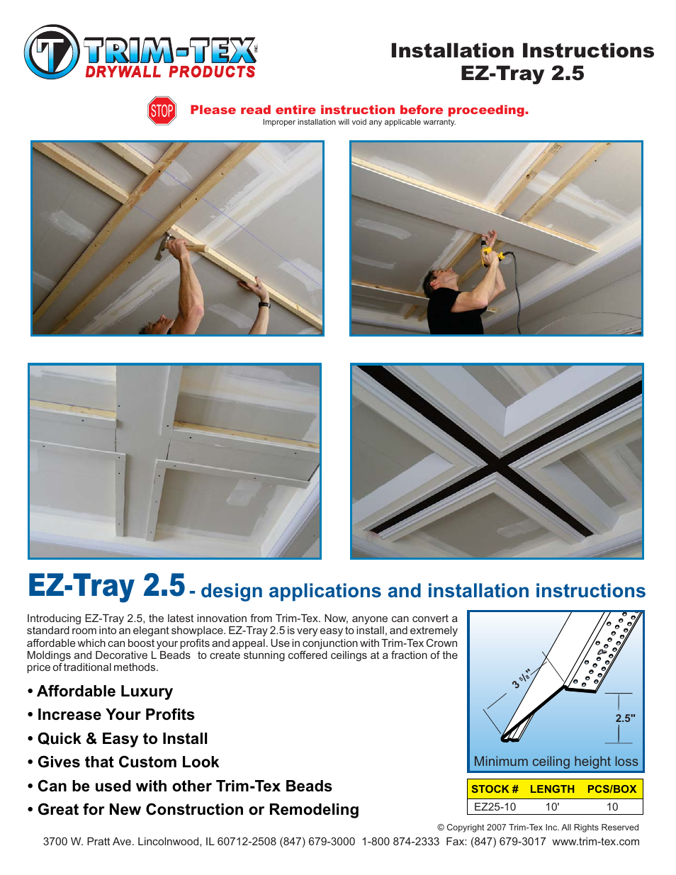 Trim-Tex EZ Tray 2.5 User Manual | 2 pages