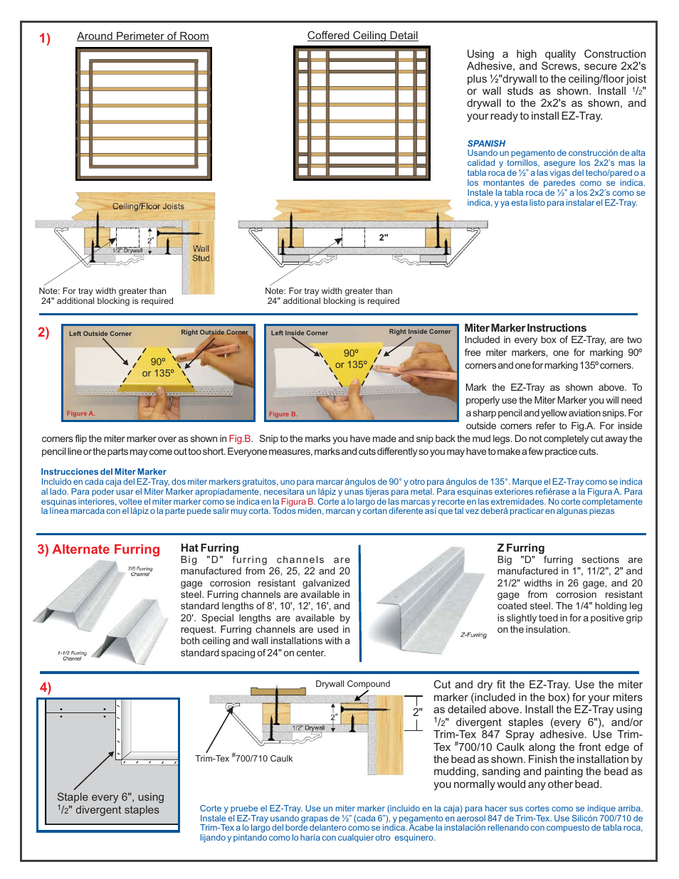 3) alternate furring | Trim-Tex EZ Tray 2.5 User Manual | Page 2 / 2