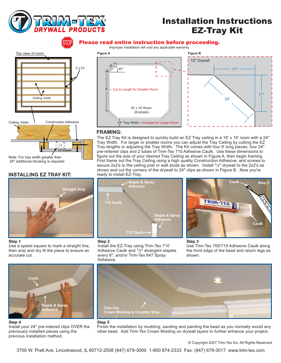 Trim-Tex EZ-Tray Kit User Manual | 2 pages