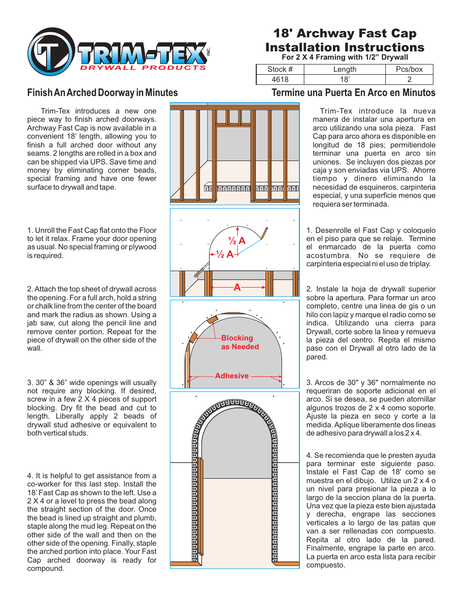 Trim-Tex Fast Cap User Manual | 1 page