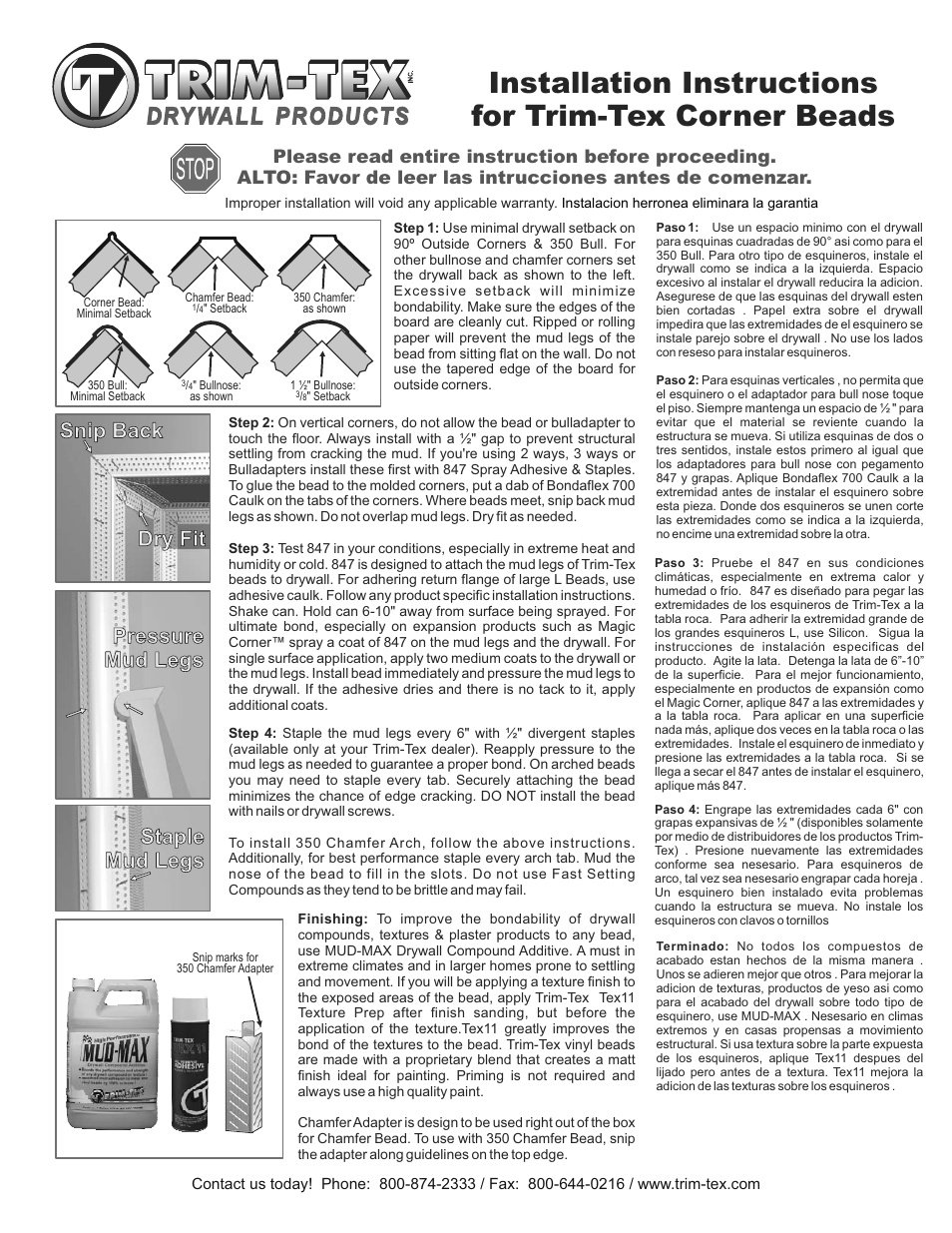 Trim-Tex Corner Beads General Installation User Manual | 1 page