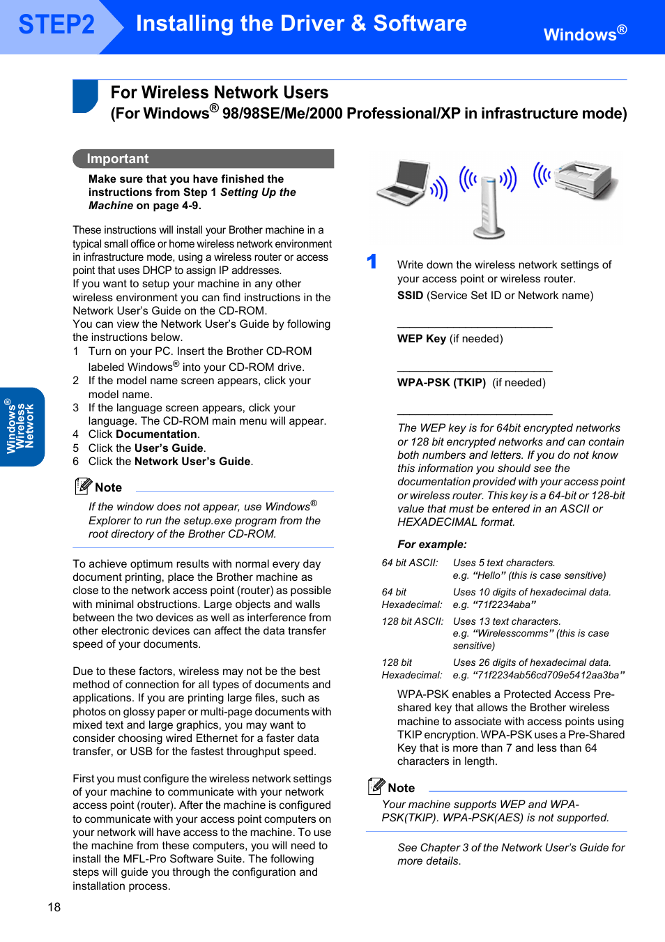 For wireless network users (for windows, For wireless network users, For windows | Step2, Installing the driver & software, Windows | Brother DCP-340CW User Manual | Page 20 / 43