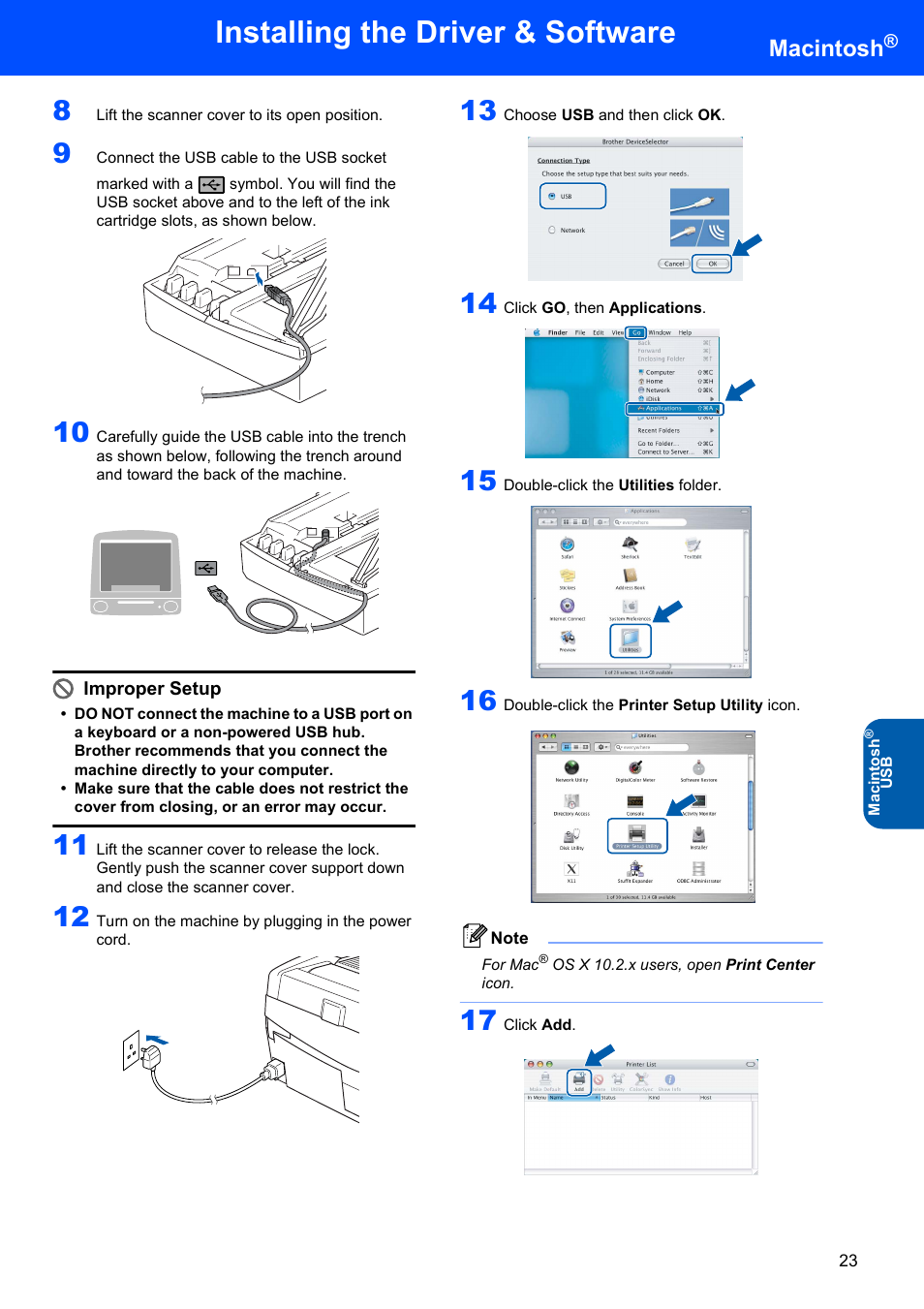 Installing the driver & software, Macintosh | Brother DCP-340CW User Manual | Page 25 / 43