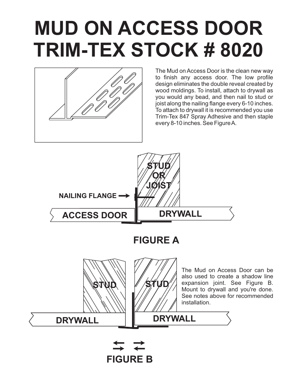 Trim-Tex Mud On Access Door User Manual | 2 pages