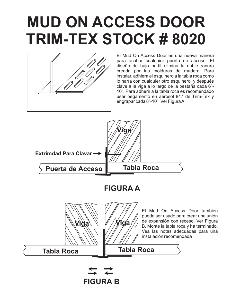 Mud on access door trim-tex stock # 8020 | Trim-Tex Mud On Access Door User Manual | Page 2 / 2