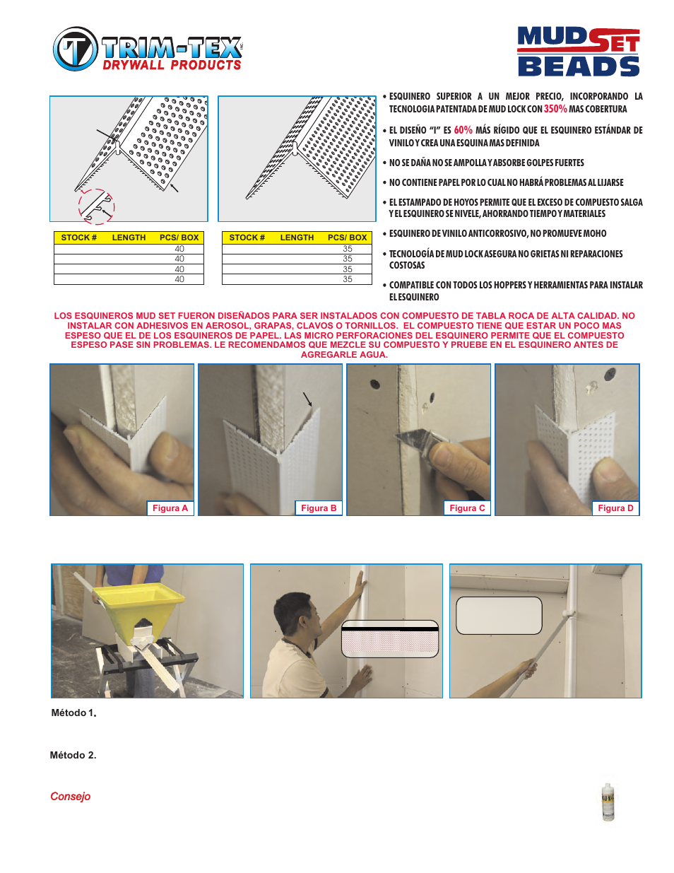 Trim-Tex Mud Set Rigid Corner Bead User Manual | Page 2 / 2