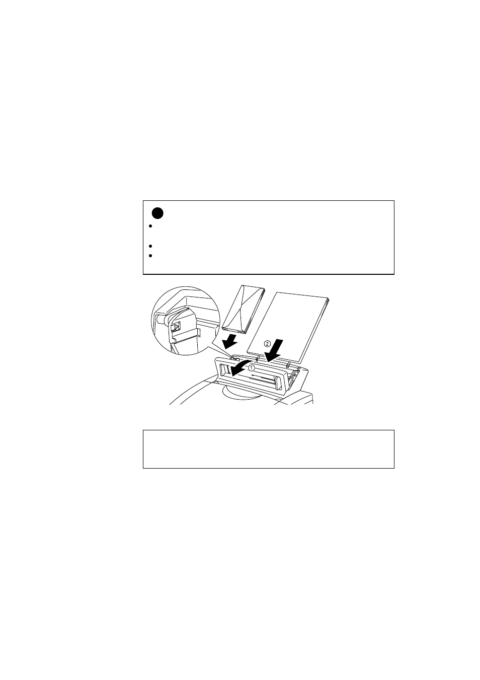 Loading paper into the feeder, Loading paper into the feeder –6, Caution | Brother HL-1000 User Manual | Page 20 / 91