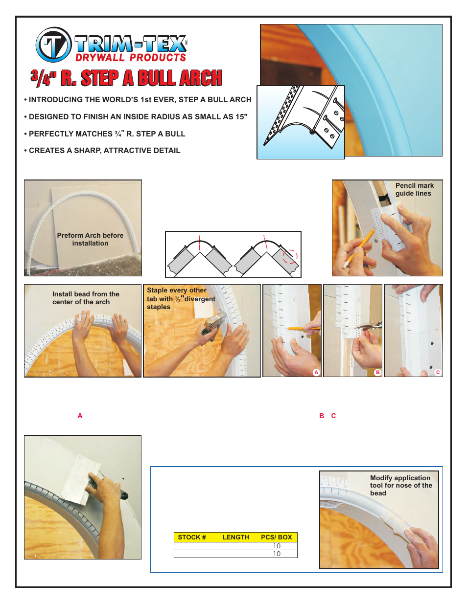 Trim-Tex Step A Bull Arch User Manual | 2 pages