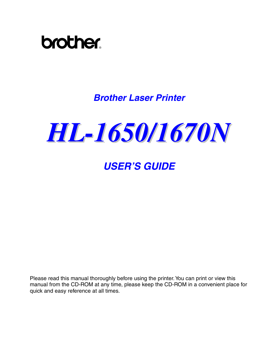 Brother HL-1650/1670N User Manual | 235 pages