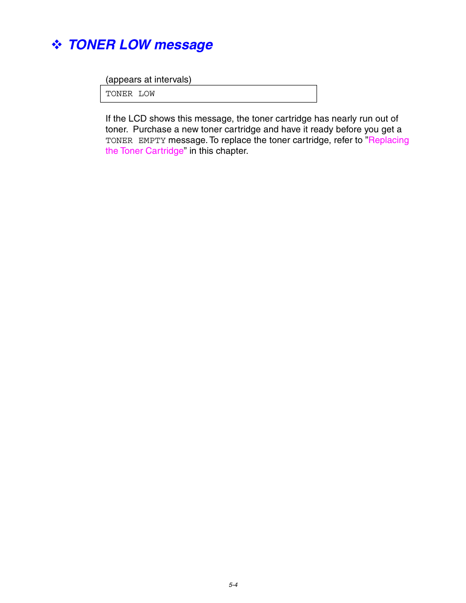Toner low message | Brother HL-1650/1670N User Manual | Page 144 / 235