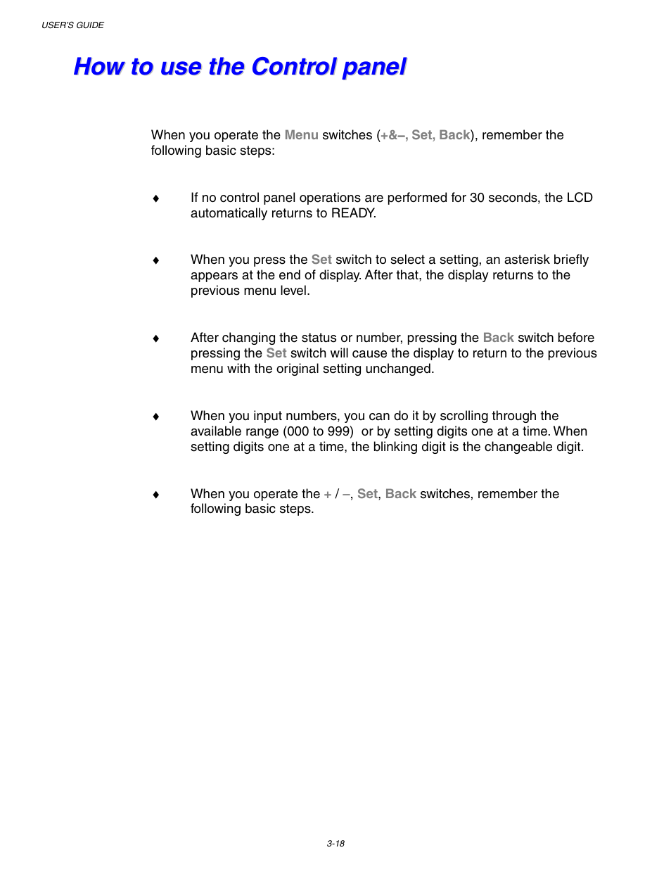 How to use the control panel, How to use the control panel -18 | Brother HL-1650/1670N User Manual | Page 98 / 235