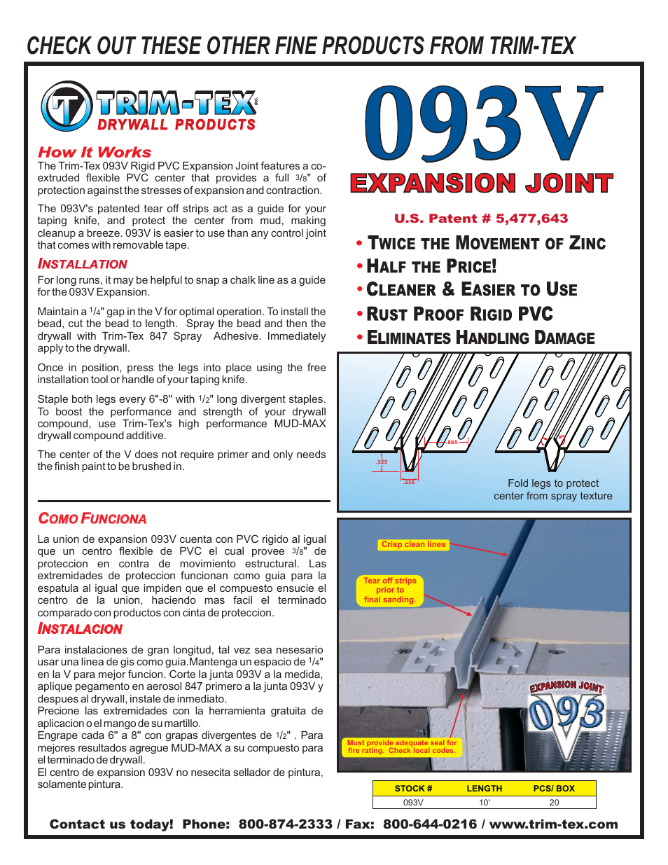 Trim-Tex 093V User Manual | 2 pages